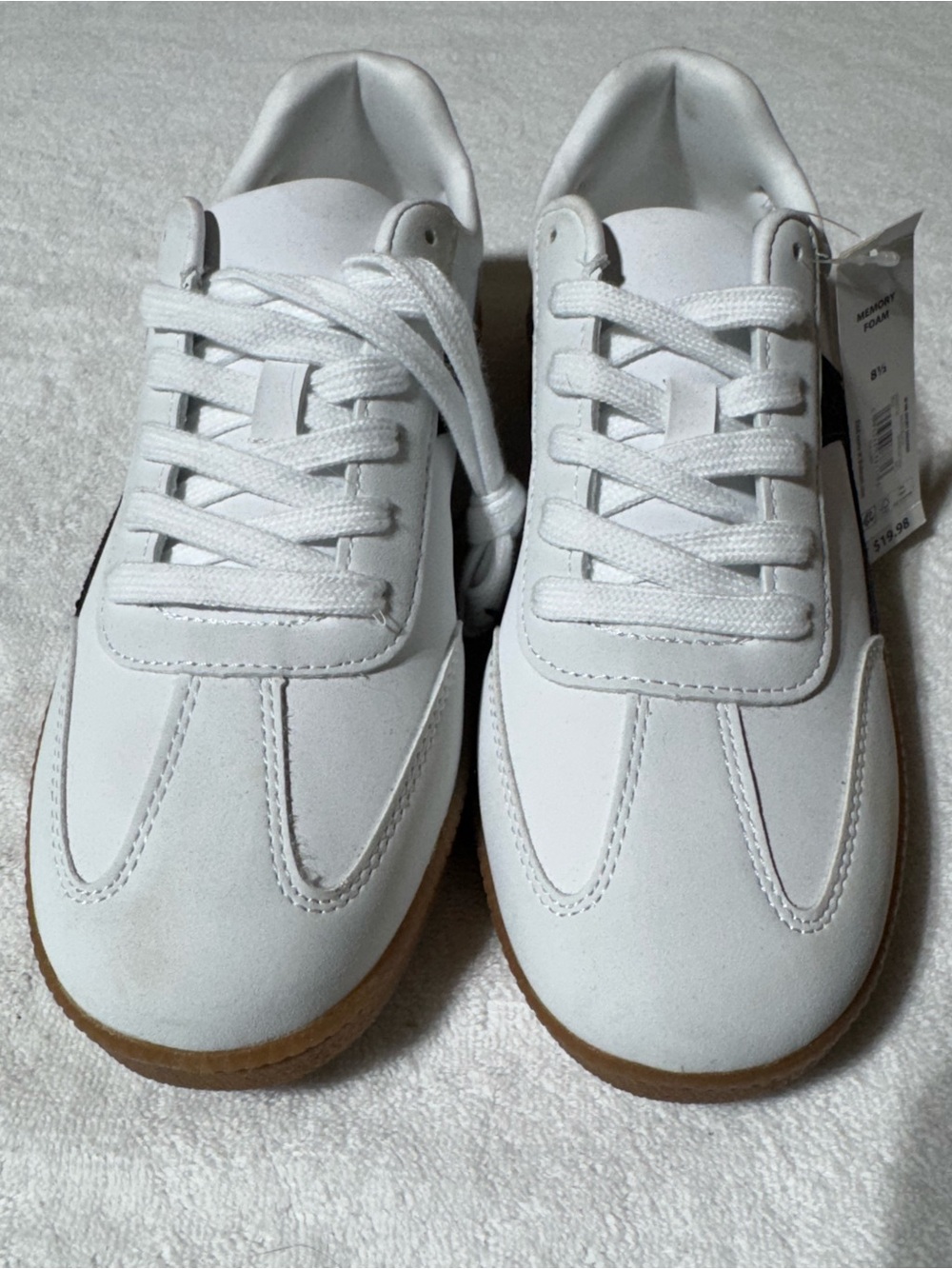 NOBO White Low-Top Casual Sneakers with Gum Sole